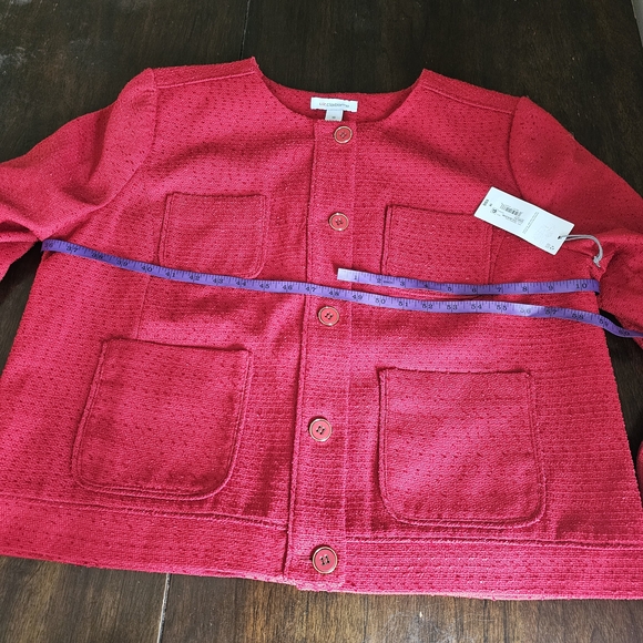 Liz Claiborne Vibrant Red Textured Button Jacket - Picture 8 of 16